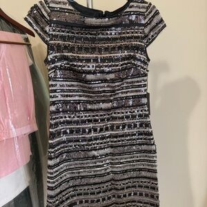 Vince Camuto Black and Silver Sequin Mini Dress